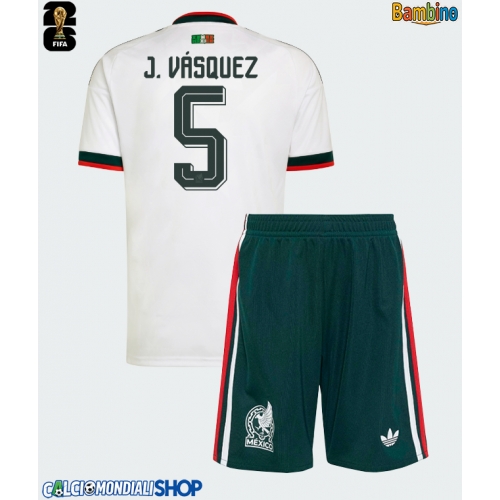 Maglie da calcio Messico Johan Vasquez #5 Seconda Maglia Bambino Mondiali 2026  Manica Corta + Pantaloni corti)
